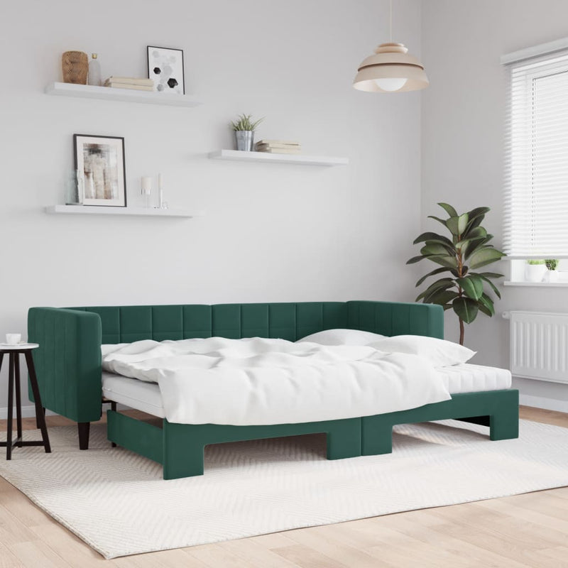 Slaapbank Onderschuifbed Matrassen 90X190Cm Fluweel