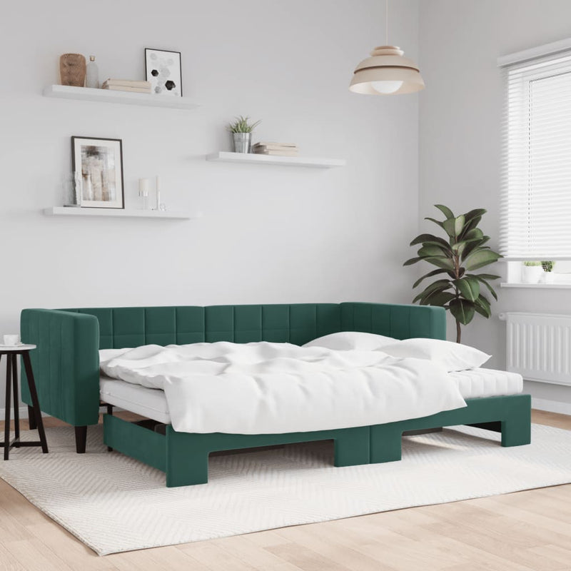 Slaapbank Onderschuifbed Matrassen 90X190Cm Fluweel