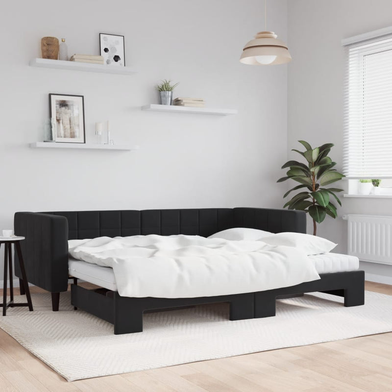Slaapbank Onderschuifbed Matrassen 90X190Cm Fluweel