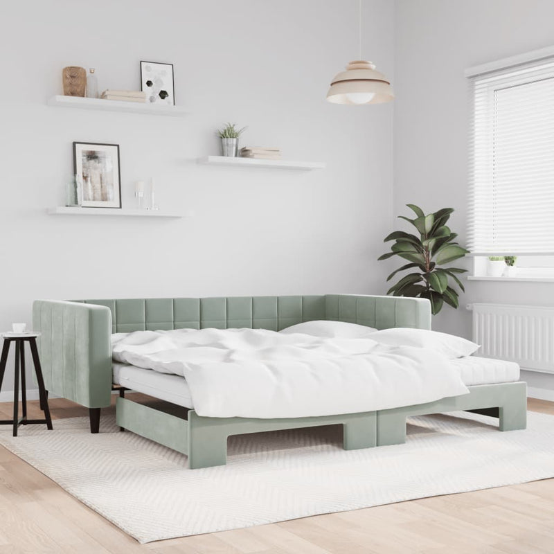 Slaapbank Onderschuifbed Matrassen 90X190Cm Fluweel