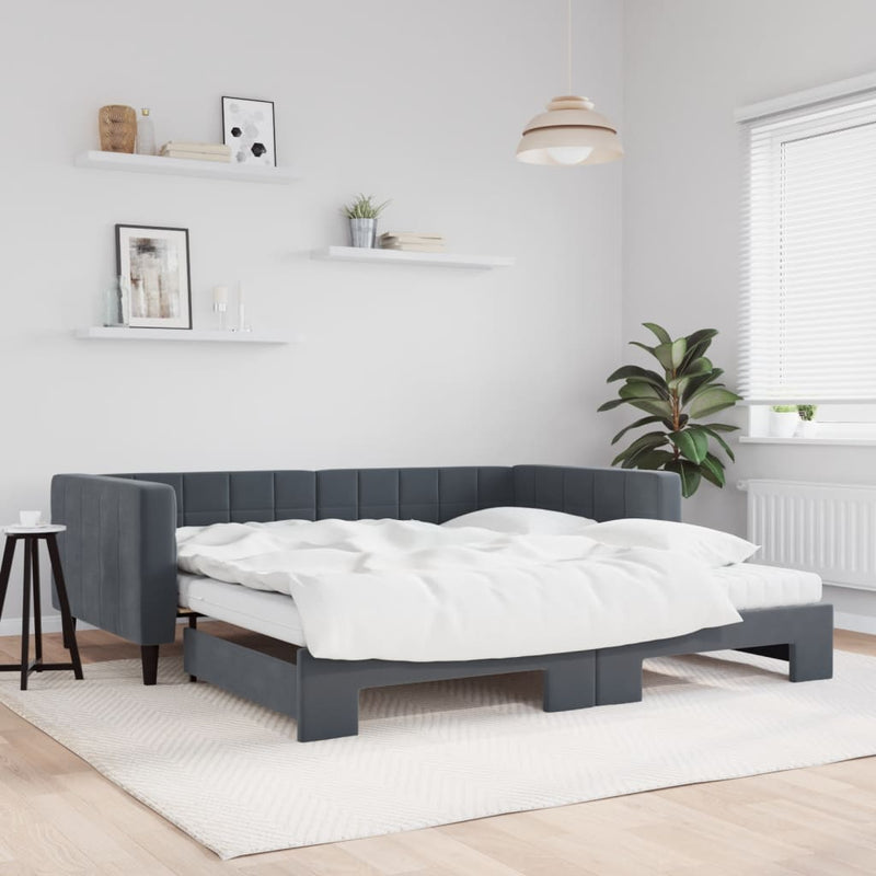 Slaapbank Onderschuifbed Matrassen 90X190Cm Fluweel
