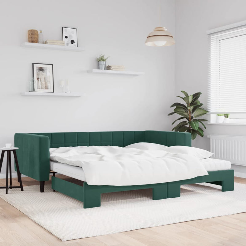Slaapbank Onderschuifbed Matrassen 90X190Cm Fluweel