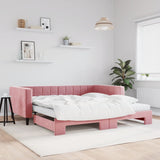 Slaapbank Onderschuifbed Matrassen 90X190Cm Fluweel