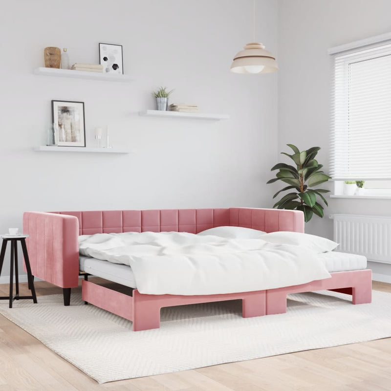Slaapbank Onderschuifbed Matrassen 90X190Cm Fluweel