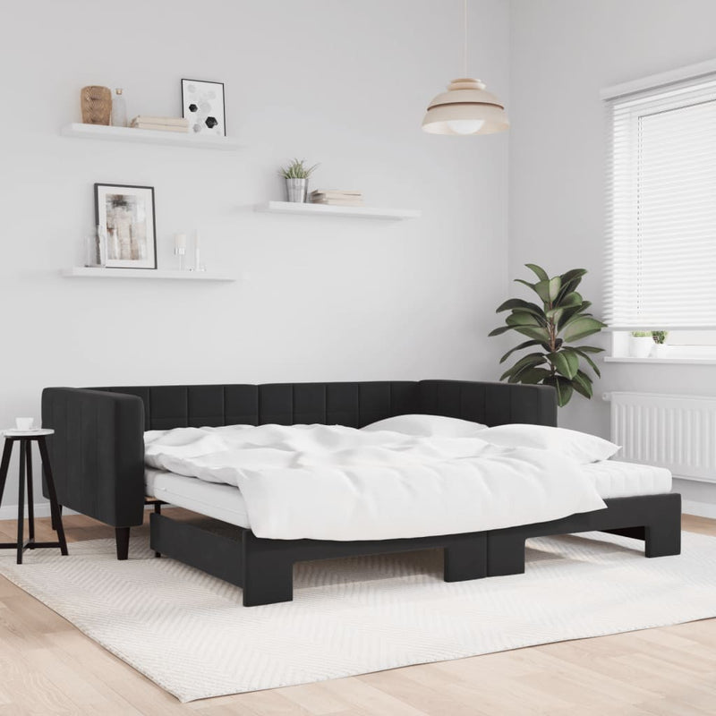 Slaapbank Onderschuifbed Matrassen 90X190Cm Fluweel