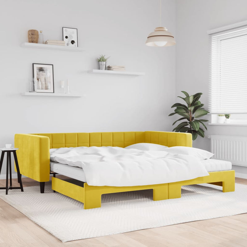 Slaapbank Onderschuifbed Matrassen 90X190Cm Fluweel