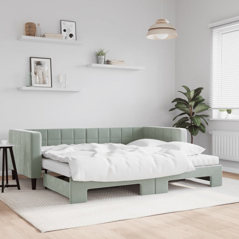 Slaapbank Onderschuifbed Matrassen 90X190Cm Fluweel