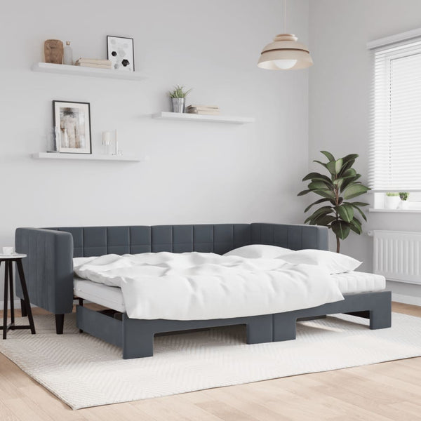 Slaapbank Onderschuifbed Matrassen 90X190Cm Fluweel