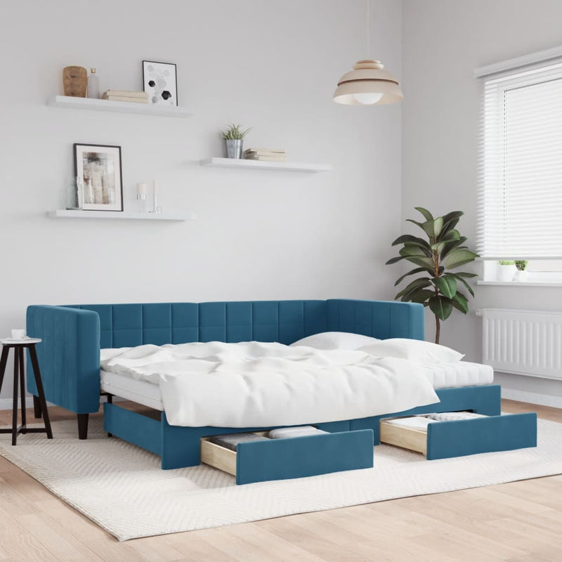 Slaapbank Onderschuifbed En Lades Fluweel