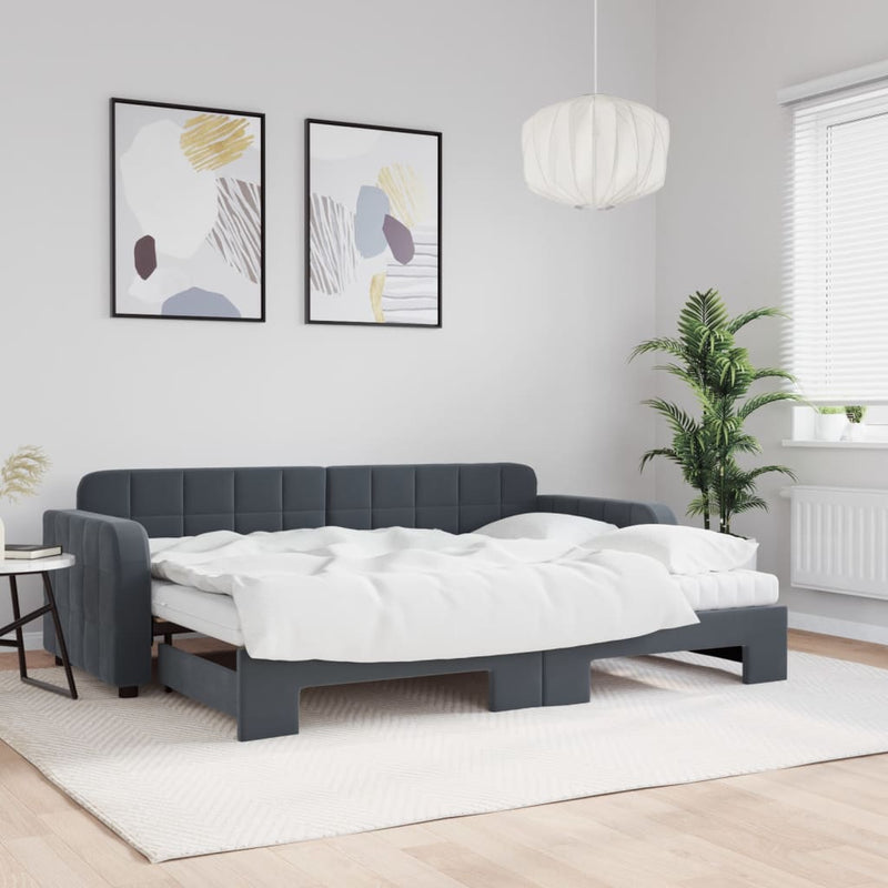 Slaapbank Onderschuifbed Matrassen 90X190Cm Fluweel