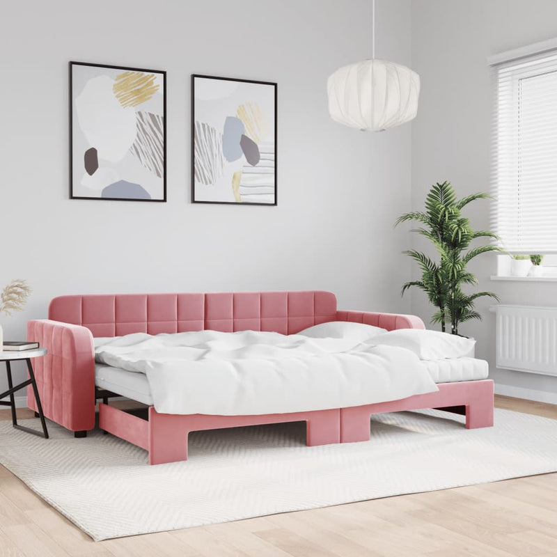 Slaapbank Onderschuifbed Matrassen 90X190Cm Fluweel
