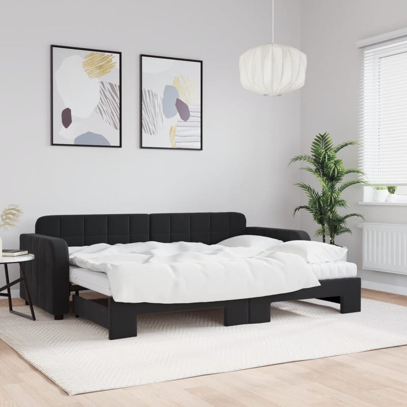 Slaapbank Onderschuifbed Matrassen 90X190Cm Fluweel