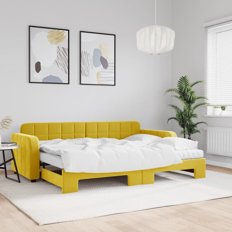 Slaapbank Onderschuifbed Matrassen 90X190Cm Fluweel