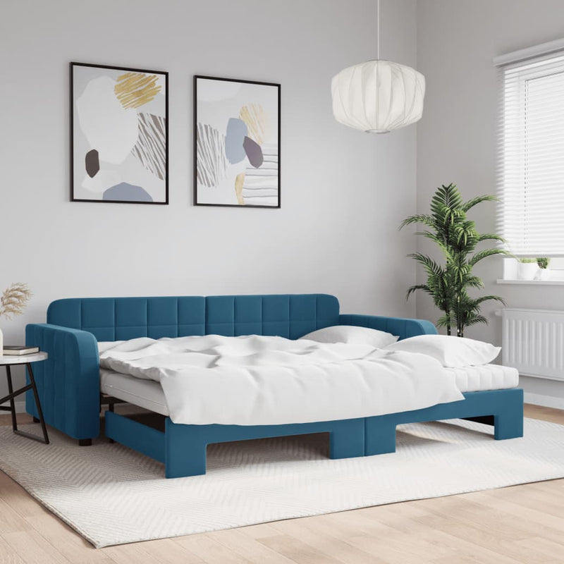 Slaapbank Onderschuifbed Matrassen 90X190Cm Fluweel