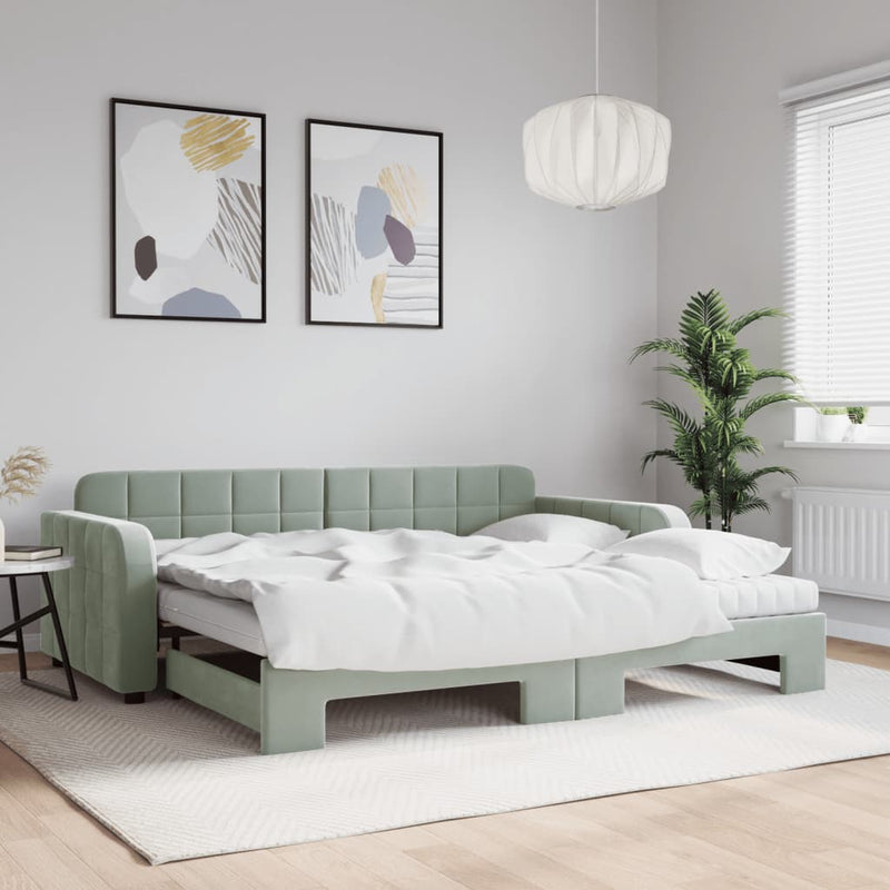Slaapbank Onderschuifbed Matrassen 90X190Cm Fluweel