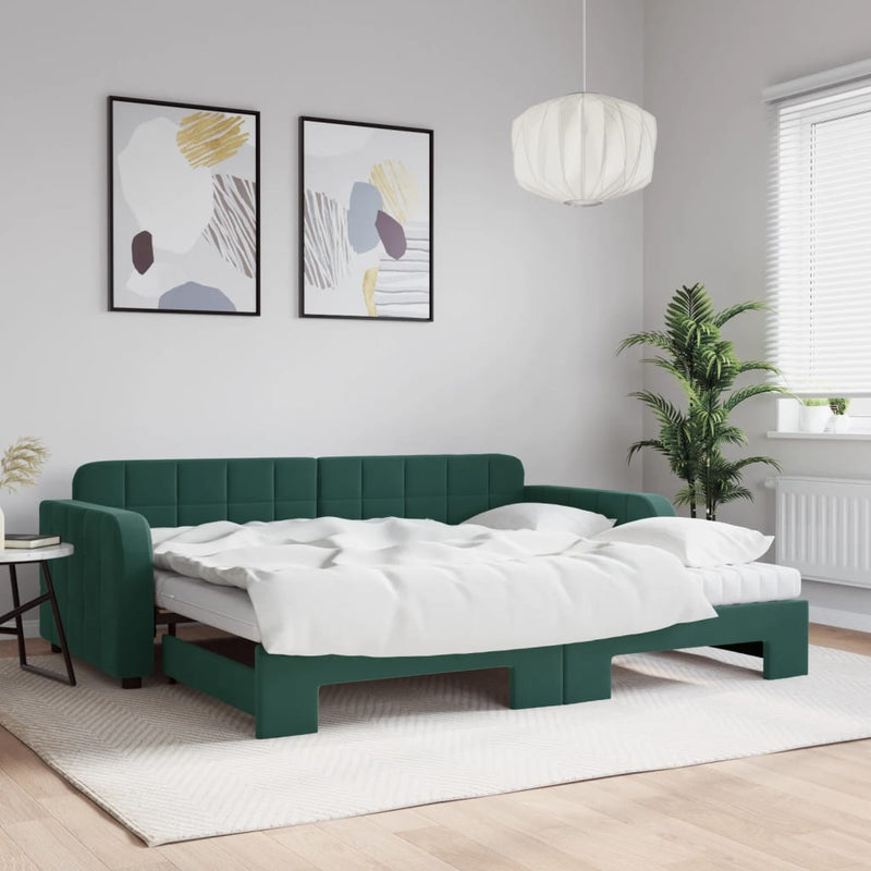 Slaapbank Onderschuifbed Matrassen 90X190Cm Fluweel