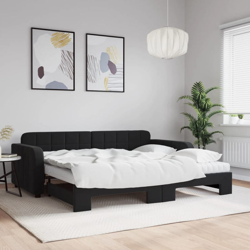 Slaapbank Onderschuifbed Matrassen 90X190Cm Fluweel