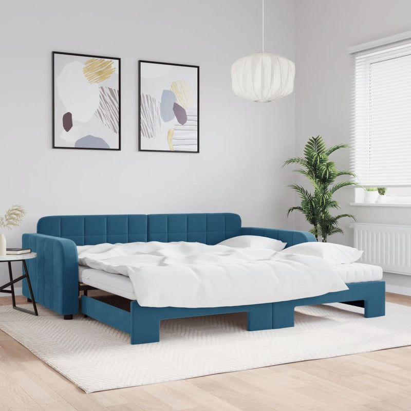Slaapbank Onderschuifbed Matrassen 90X190Cm Fluweel