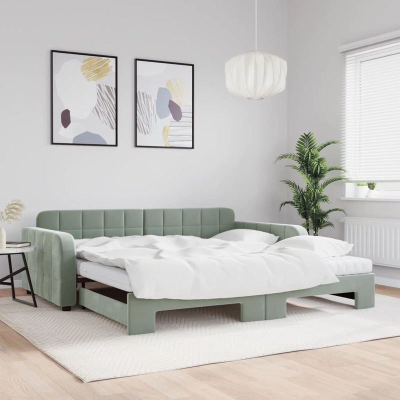 Slaapbank Onderschuifbed Matrassen 90X190Cm Fluweel