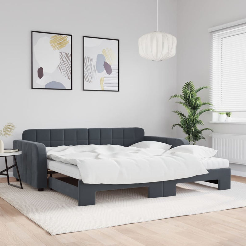 Slaapbank Onderschuifbed Matrassen 90X190Cm Fluweel