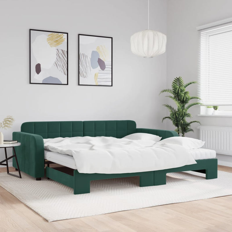 Slaapbank Onderschuifbed Matrassen 90X190Cm Fluweel