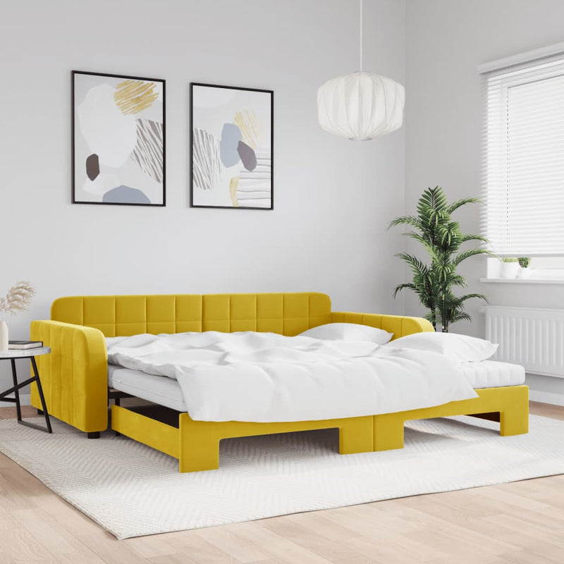 Slaapbank Onderschuifbed Matrassen 90X190Cm Fluweel