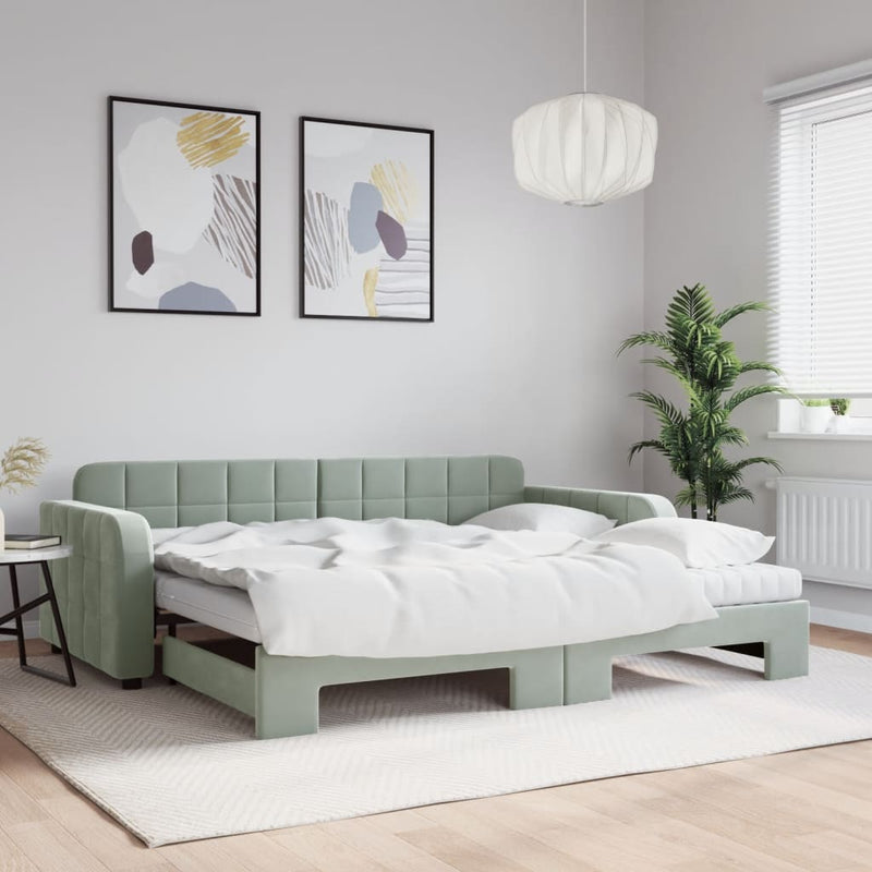 Slaapbank Onderschuifbed Matrassen 90X190Cm Fluweel