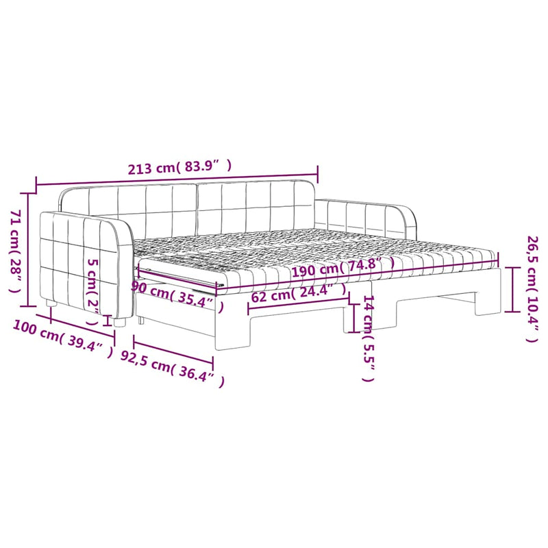 Slaapbank Onderschuifbed Matrassen 90X190Cm Fluweel