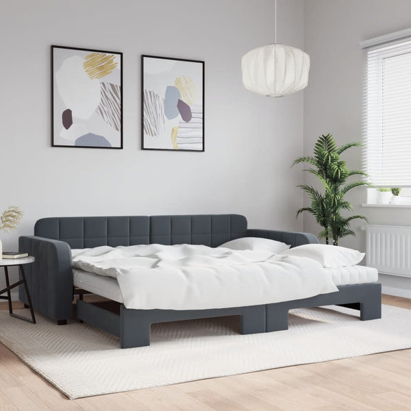Slaapbank Onderschuifbed Matrassen 90X190Cm Fluweel