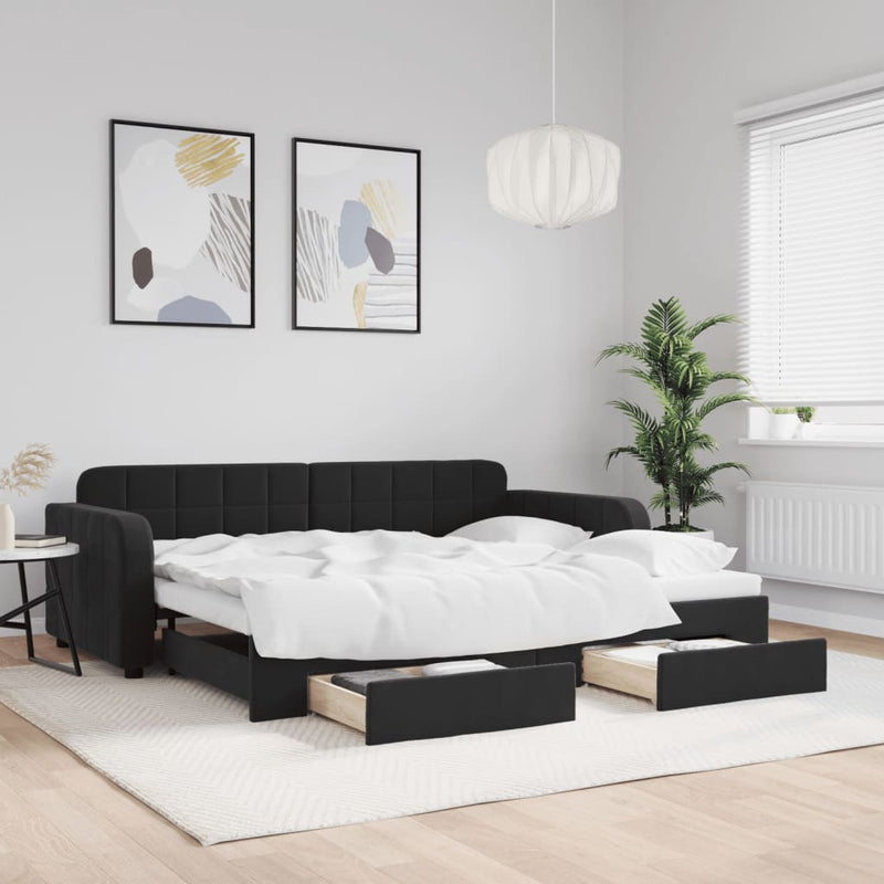 Slaapbank Onderschuifbed En Lades Fluweel