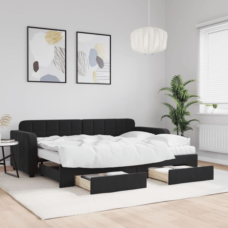 Slaapbank Onderschuifbed En Lades Fluweel