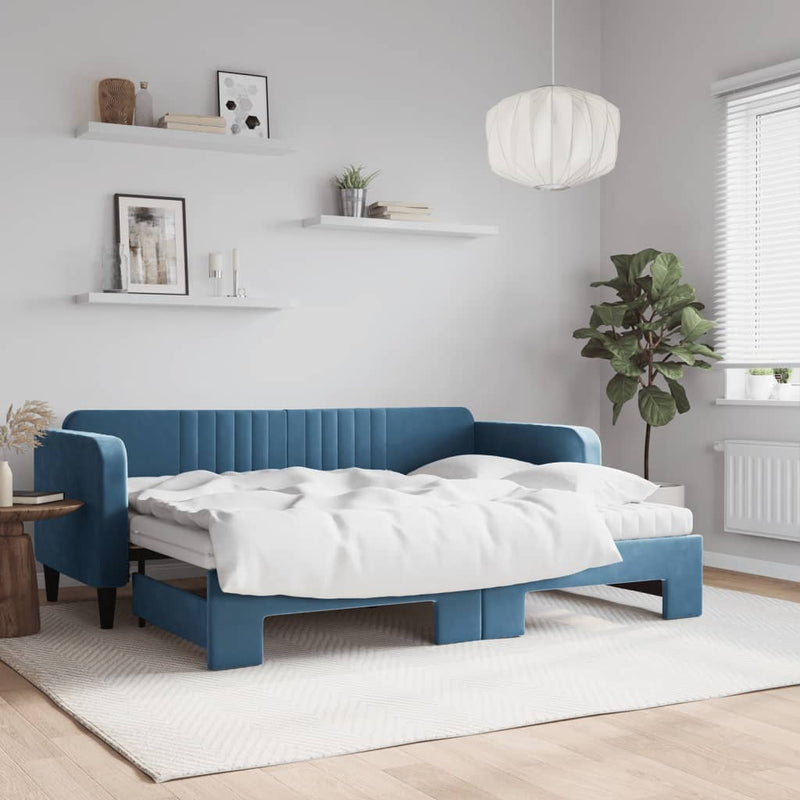 Slaapbank Onderschuifbed Matrassen 90X190Cm Fluweel