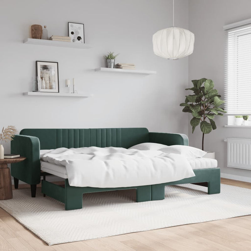 Slaapbank Onderschuifbed Matrassen 90X190Cm Fluweel