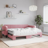 Slaapbank Onderschuifbed Matrassen 90X190Cm Fluweel