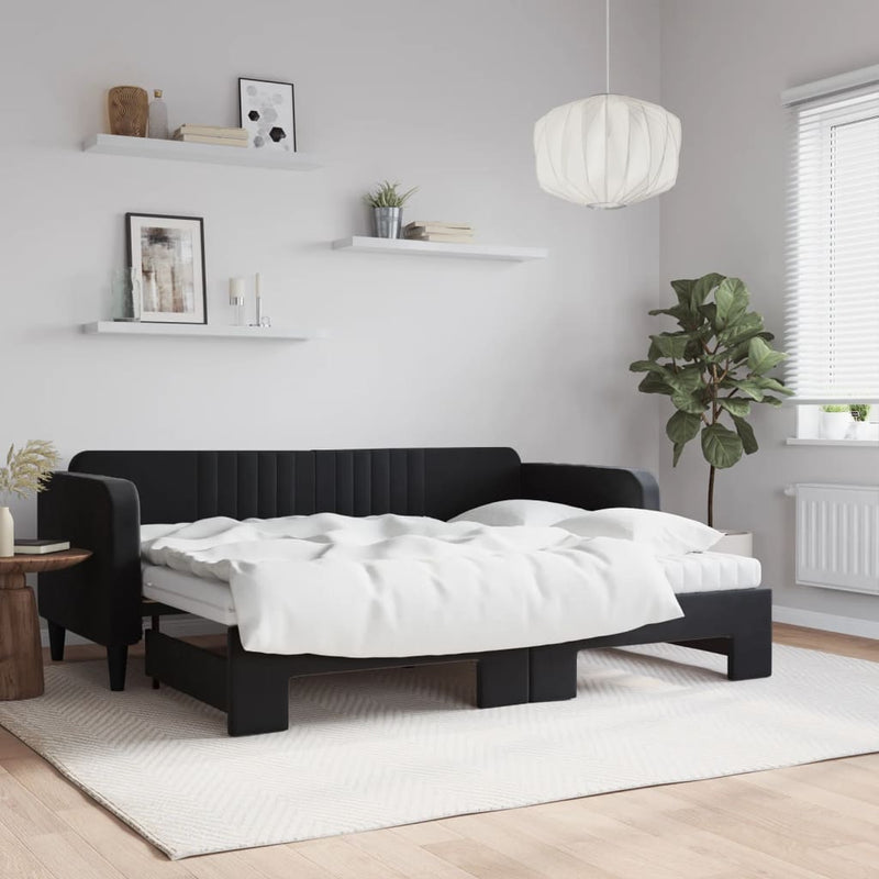 Slaapbank Onderschuifbed Matrassen 90X190Cm Fluweel