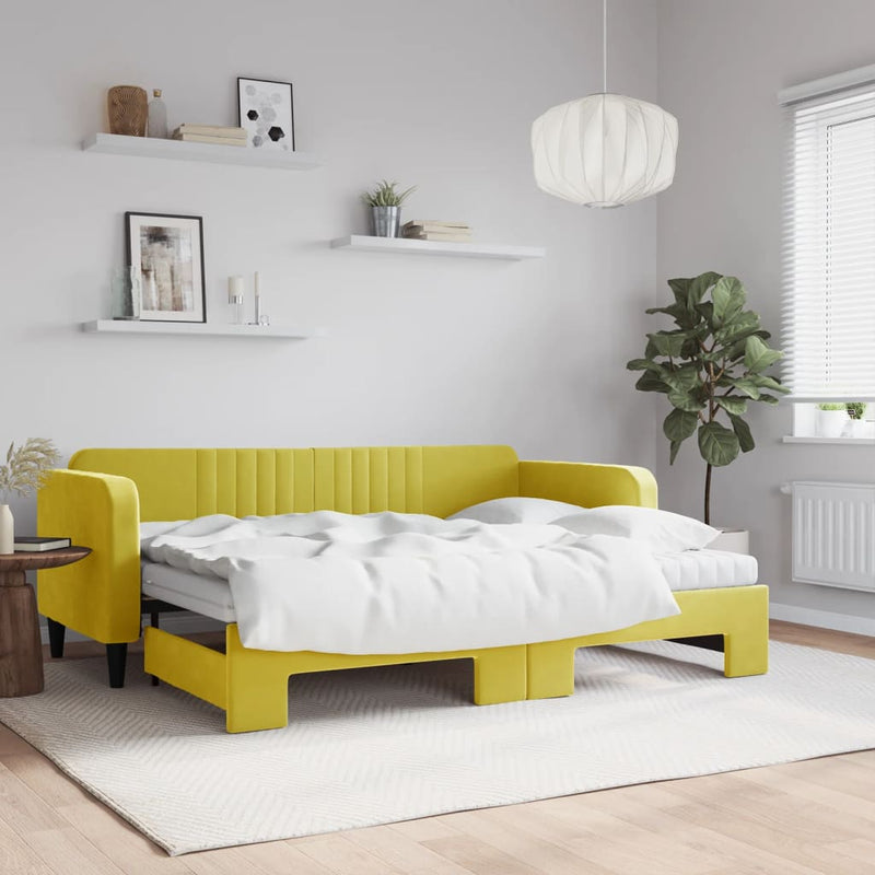 Slaapbank Onderschuifbed Matrassen 90X190Cm Fluweel