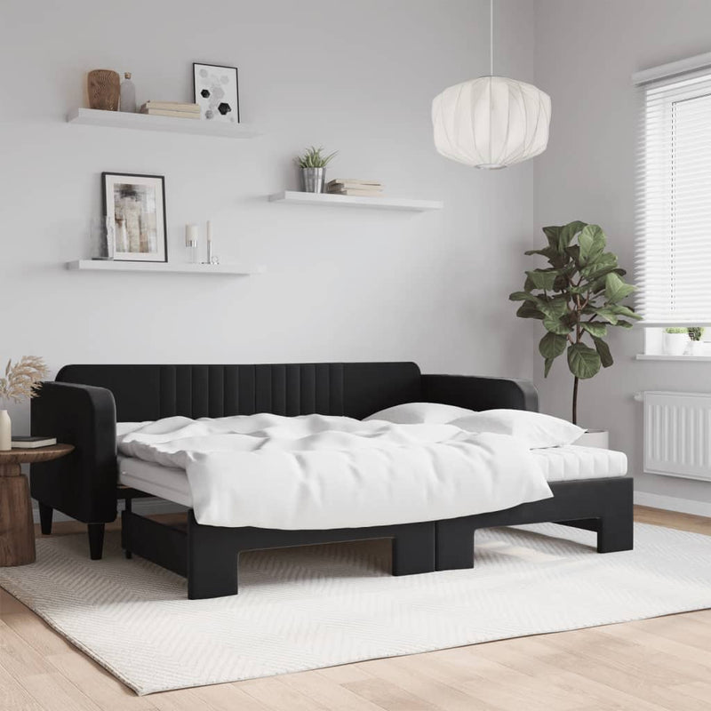 Slaapbank Onderschuifbed Matrassen 90X190Cm Fluweel