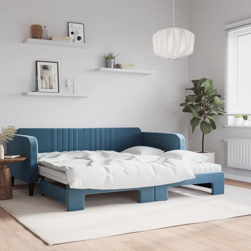 Slaapbank Onderschuifbed Matrassen 90X190Cm Fluweel