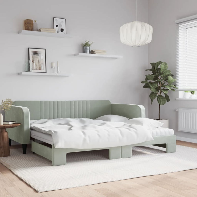 Slaapbank Onderschuifbed Matrassen 90X190Cm Fluweel
