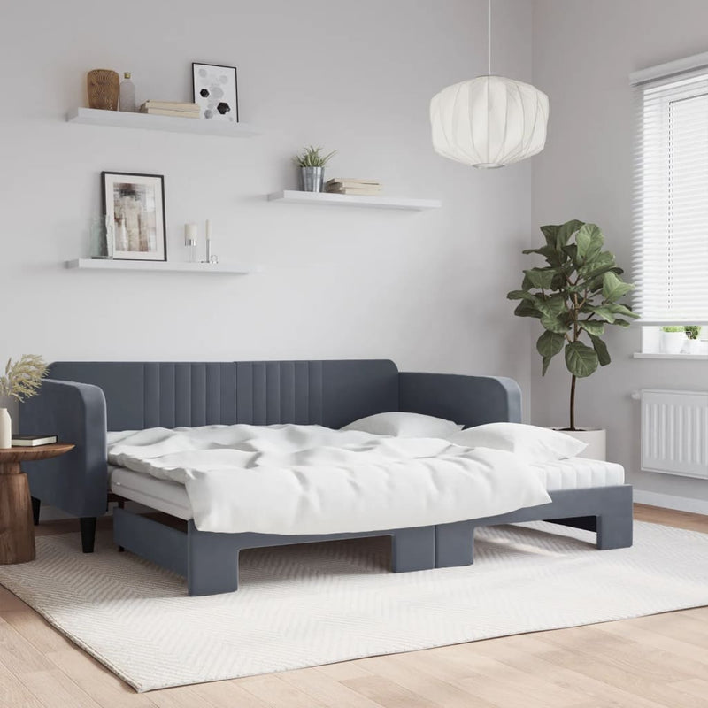 Slaapbank Onderschuifbed Matrassen 90X190Cm Fluweel