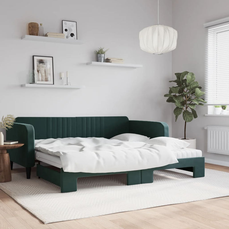 Slaapbank Onderschuifbed Matrassen 90X190Cm Fluweel