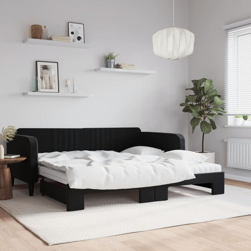 Slaapbank Onderschuifbed Matrassen 90X190Cm Fluweel