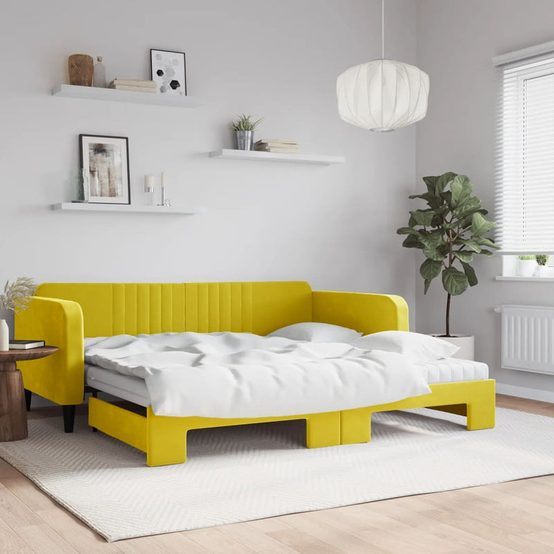 Slaapbank Onderschuifbed Matrassen 90X190Cm Fluweel