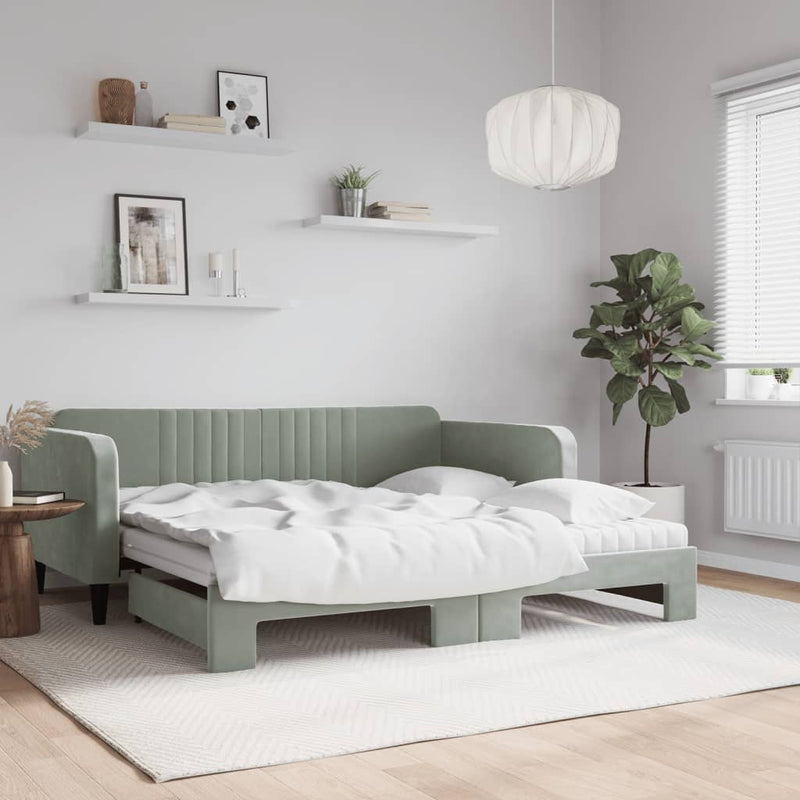 Slaapbank Onderschuifbed Matrassen 90X190Cm Fluweel