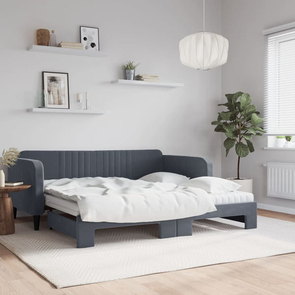 Slaapbank Onderschuifbed Matrassen 90X190Cm Fluweel