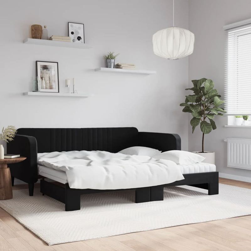 Slaapbank Onderschuifbed Matrassen 90X190Cm Fluweel