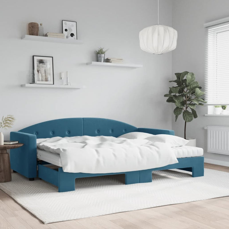 Slaapbank Onderschuifbed Matrassen 90X190Cm Fluweel