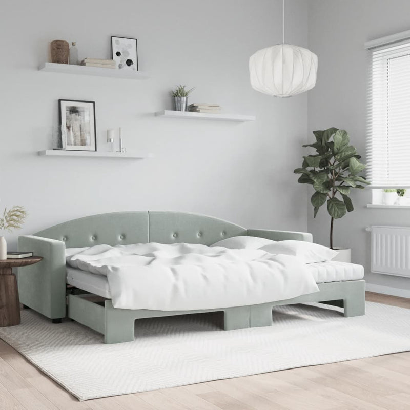 Slaapbank Onderschuifbed Matrassen 90X190Cm Fluweel