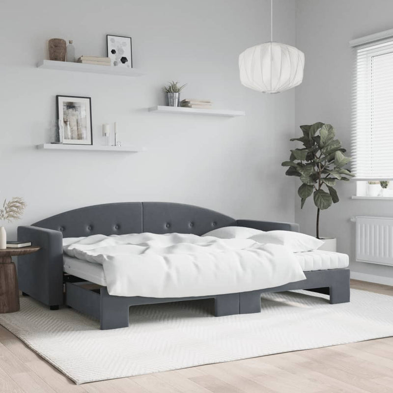 Slaapbank Onderschuifbed Matrassen 90X190Cm Fluweel