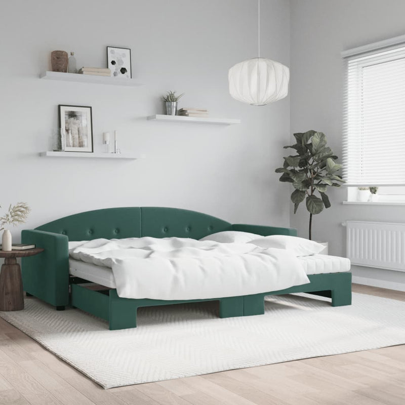 Slaapbank Onderschuifbed Matrassen 90X190Cm Fluweel
